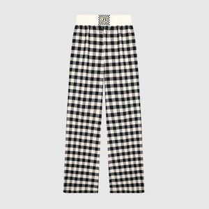 B.Sure Black And White Plaid Casual Pants
